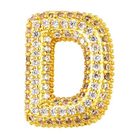 Copper 18K Gold Plated Bubble Letter Pendant Micro Pave Rhinestone Fashion Niche DIY Jewelry Accessory