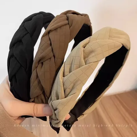 Serre-tête Torsadé en Tissu pour Femmes Style Coréen Design Haut Élégant Automne Hiver Accessoires Cheveux Couleur Unie Polyvalents