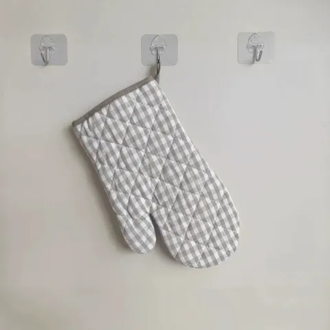 Simple Modern Plaid Cotton Kitchen Oven Mitt Heat Insulation Glove Baking Pad