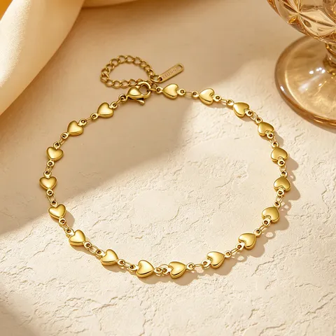 Acier Inoxydable Plaqué Or 18K Chaîne Cœur Superposée Trombone Chaîne Cubaine Bracelet Collier Chaîne de Cheville Bijoux de Mode