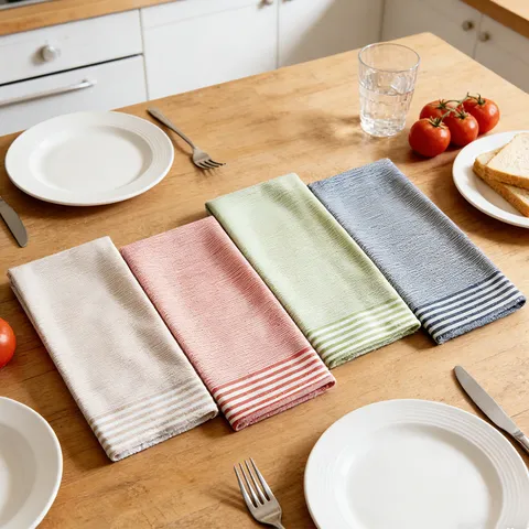 Noordse Stijl Katoen Keukenhanddoek Gestreept Garenverfd Vaatdoek Huishoudelijk Schoonmaakdoek Tafelservet Eetkamer Decor