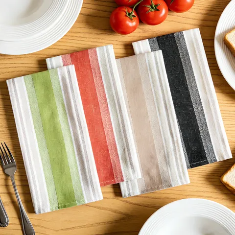 Noords Minimalistisch Katoen Garengeverfd Gestreept Servet Keukendoek Huishouden Schoonmaakdoek Eettafel Decor