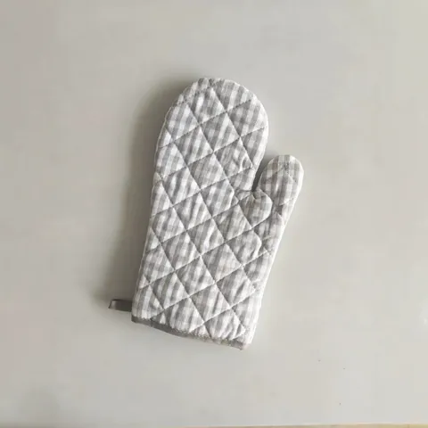 Simple Modern Plaid Cotton Kitchen Oven Mitt Heat Insulation Glove Baking Pad