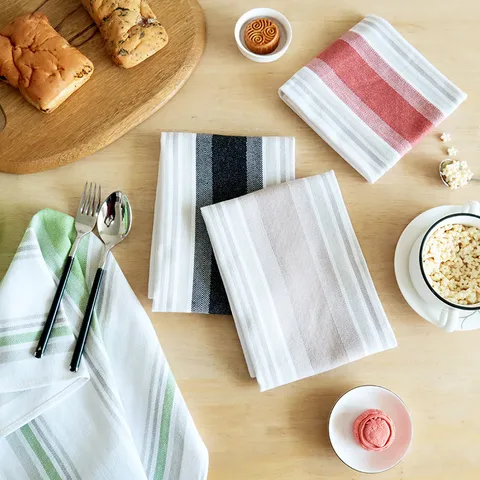 Noords Minimalistisch Katoen Garengeverfd Gestreept Servet Keukendoek Huishouden Schoonmaakdoek Eettafel Decor