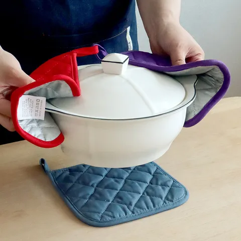 Solid Color Cotton Heat Insulation Pad Quilted Oven Pot Holder Heat Resistant Table Mat Kitchen Dining Accessories