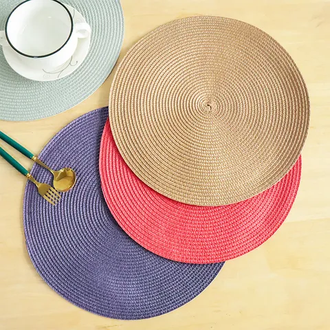 Solid Color Round PP Place Mat Heat Resistant Non-Slip Table Mat Washable Kitchen Dining Table Protector Home Decor