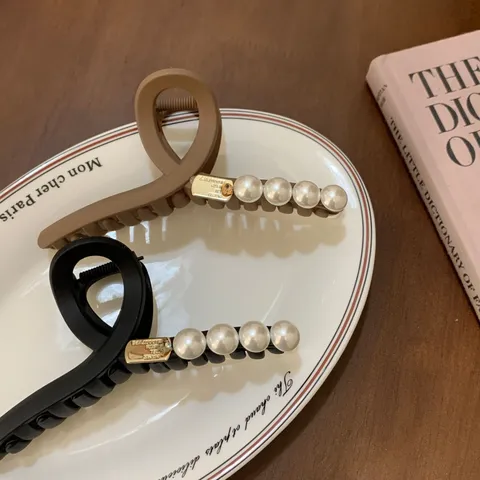 Retro Koreanischer Stil Matt Große Haarkralle für Damen Mit Künstlicher Perle Quaste Elegant Starker Halt Rutschfeste Haarklammer Zubehör