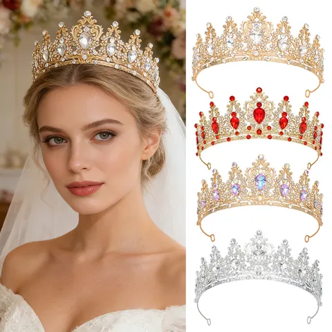 Corona Da Sposa Stile Europeo In Lega Di Strass Tiara Per Banchetti Di Nozze Accessori Per Abiti Da Sera Elegante Corona Da Regina