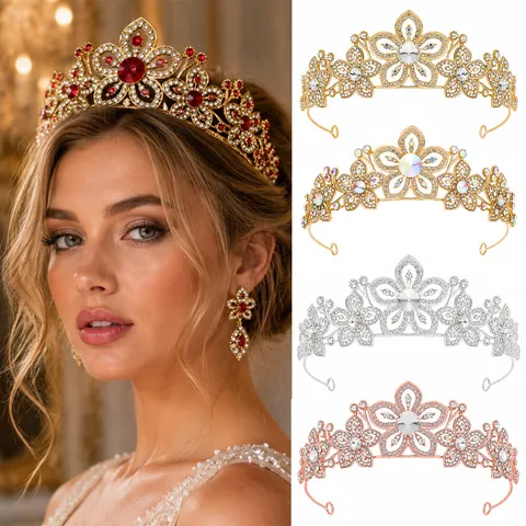 Lussuosa Corona da Sposa in Lega di Strass Tiara da Regina per Donna Accessori per Abiti da Sposa Fascia per Capelli da Spettacolo