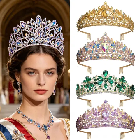 Luxus Legierung Strass Brautkrone Tiara Für Frauen Hochzeit Geburtstag Party Palast Stil Kristall Haarschmuck
