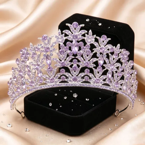 Luxury Alloy Rhinestone Bridal Crown Tiara Flower Leaf Hollow Headpiece For Wedding Birthday Party Banquet Dress Accessories For Women Jewelry