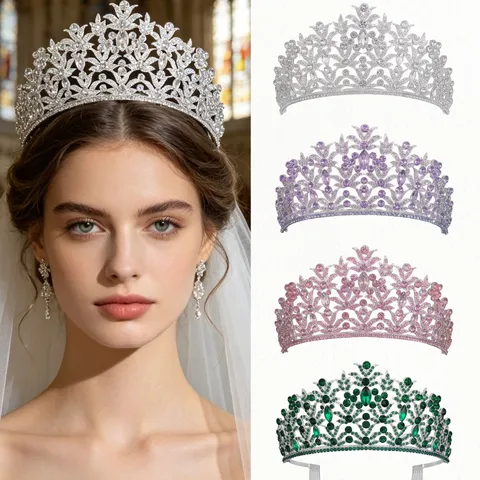Luxury Alloy Rhinestone Bridal Crown Tiara Flower Leaf Hollow Headpiece For Wedding Birthday Party Banquet Dress Accessories For Women Jewelry