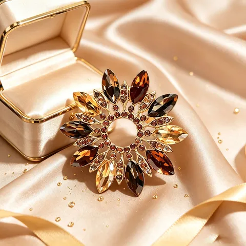 Spilla Vintage a Forma di Fiore di Cristallo per Donna Spilla Floreale con Strass Lussuosa per Cappotti Abiti Accessori per Gioielli di Moda