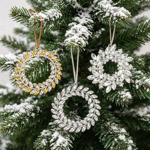 Weihnachtsbaum Dekoration Metall Schneeflocke Hängeanhänger Strass Kranz Ornament Festliche Feiertag Home Decor Zubehör