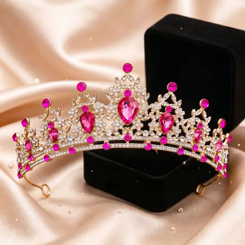 Corona da Sposa Barocca in Lega con Strass Elegante Tiara di Cristallo per Accessori per Feste di Compleanno di Matrimonio Gioielli da Donna Ragazza