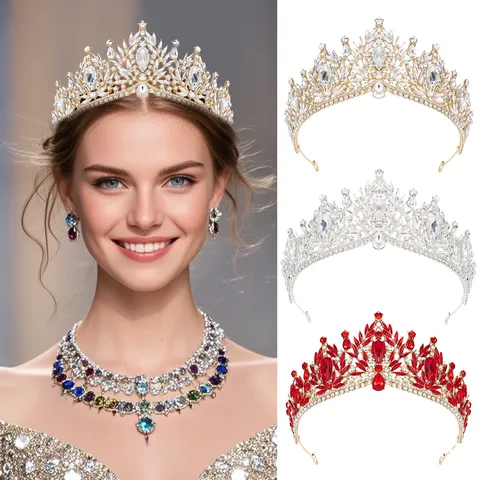 Baroque Luxury Alloy Rhinestone Bridal Crown Vintage Crystal Tiara Hair Accessories For Wedding Pageant Party Women Headwear