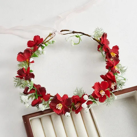 Fascia a Corona di Fiori da Sposa in Stile Foresta Semplice Corona Floreale per Servizio Fotografico di Matrimonio per Donna Feste Accessori per Capelli