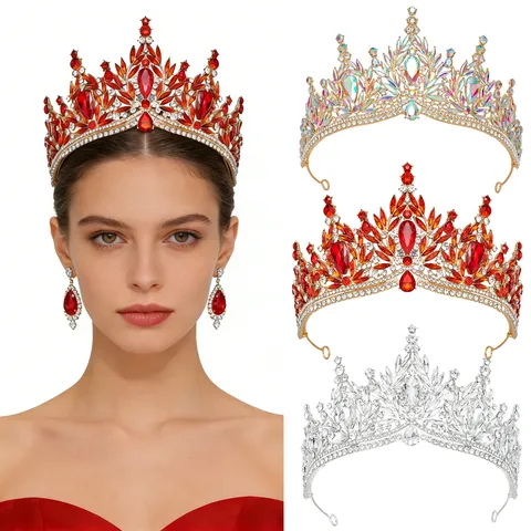 Tiara a Corona da Sposa in Lega con Strass e Cristalli Copricapo Stile Foresta per Matrimonio Festa di Compleanno Gioielli da Donna
