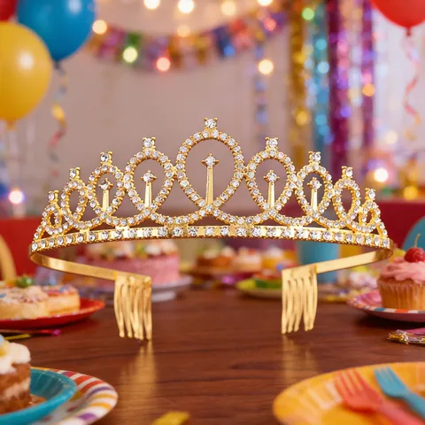 Birthday Party Crown Tiara Sash Set Alloy Rhinestone Headband Birthday Queen Shoulder Strap For Women Girls Celebration Decor