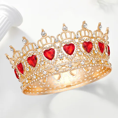 Baroque Alloy Heart Crown Rhinestone Tiaras For Wedding Bridal Photography Pageant Prom Accessories Women Luxury Headpiece