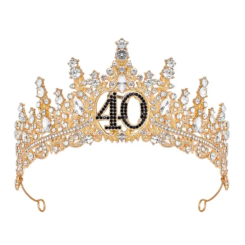 Élégant Serre-Tête Couronne en Alliage de Strass Fête d'Anniversaire Mode Tiara Numérique Couronne de Reine pour Femmes Décoration