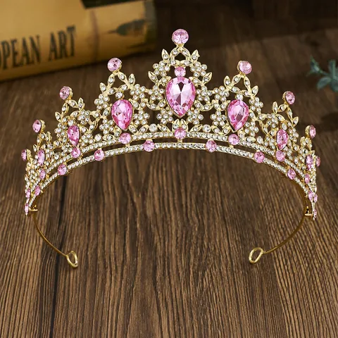 Baroque Vintage Alloy Rhinestone Bridal Tiara Crown Gold Silver Wedding Dress Accessories Party Jewelry Headpiece For Women
