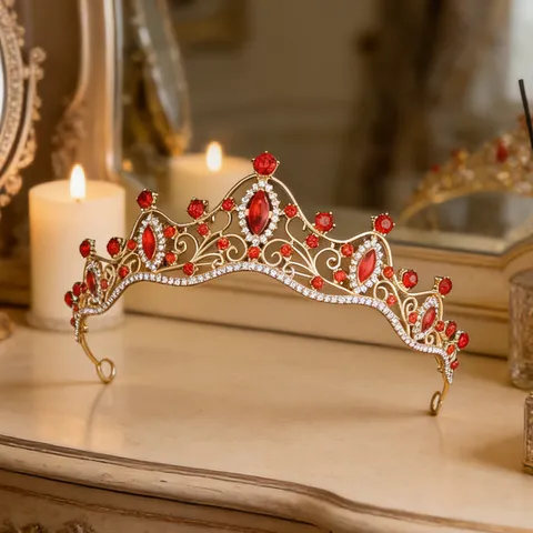 Corona da Sposa Retrò Europea e Americana Cerchietto con Strass in Lega Tiara per Compleanno da Principessa Matrimonio Festa Accessori per Capelli da Donna Ragazza