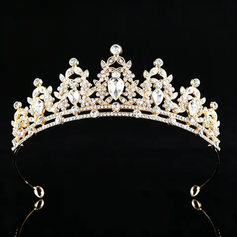 Tiara a Corona con Strass per Bambini Principessa Cerchietto in Lega Oro Argento per Ragazza Festa Compleanno Gioielli per Capelli