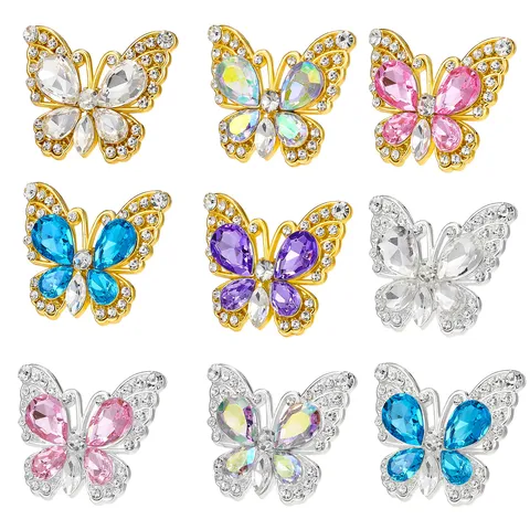 Ciondoli Fai da Te a Forma di Farfalla Cava in Lega Con Strass per Decorazione Scarpe Accessori Custodia Cellulare Gioielli