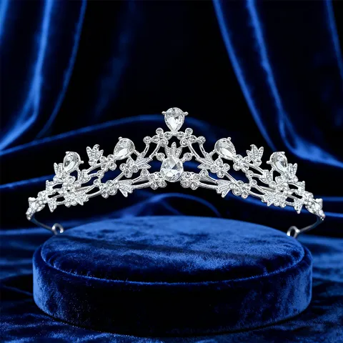 Tiara a Corona in Cristallo per Ragazze Bambini Festa di Compleanno Cerchietto con Strass da Principessa Corona in Lega per Accessori per Capelli da Spettacolo