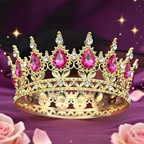 Corona Rotonda Completa in Lega Barocca Tiara con Strass Luccicanti Accessori Capelli Cristallo a Goccia Decorazione Torta Matrimonio Gioielli
