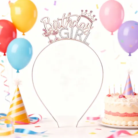 Cerchietto a Corona Birthday Girl in Lega di Strass con Fascia Glitterata Set per Feste per Donne Ragazze Decorazioni di Compleanno