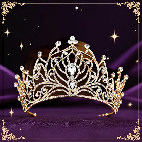 Couronne de Mariée de Luxe en Strass pour Femmes Reine de Concours Alliage Or Argent Perle Artificielle Accessoires Cheveux Mariage