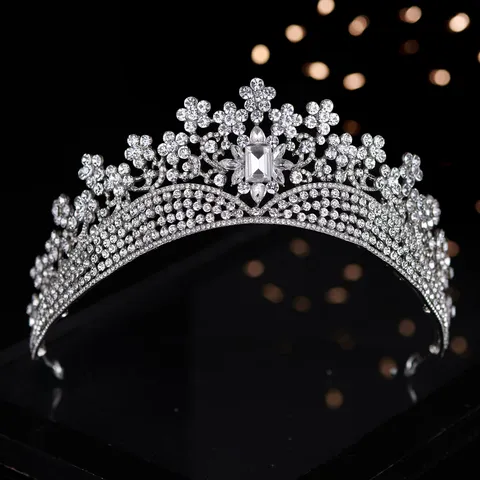 Vintage Baroque Alloy Rhinestone Bride Tiara Luxurious Crown Hair Accessory For Wedding Banquet Pageant Evening Dress Prom Women Jewelry