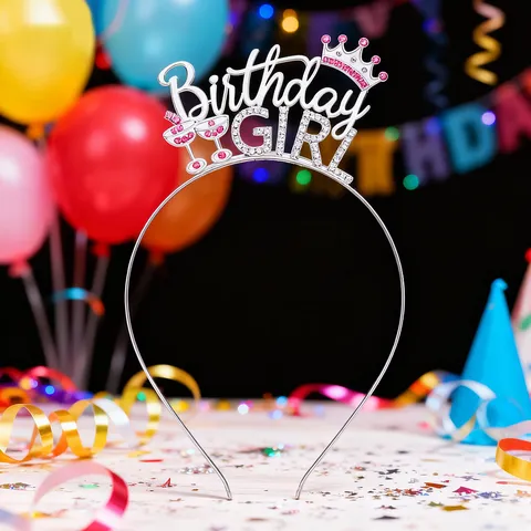 Cerchietto a Corona Birthday Girl in Lega di Strass con Fascia Glitterata Set per Feste per Donne Ragazze Decorazioni di Compleanno