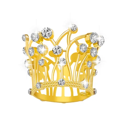 Mini Alloy Crown Cake Topper For Kids Birthday Party Decoration Gold Silver Plated Rhinestone Tiara Flower Bouquet Ornament Event Party Decor