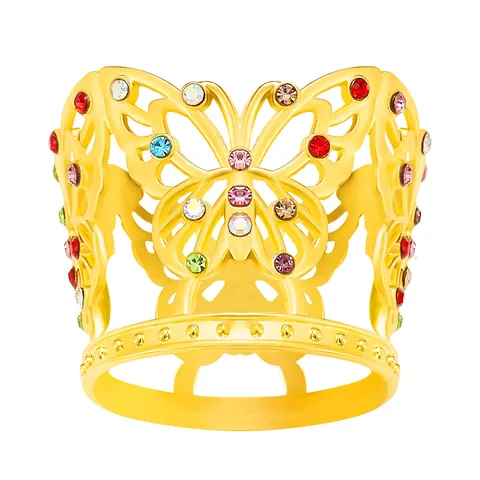 Alloy Rhinestone Butterfly Crown Headpiece Exquisite Electroplated Metal Tiara For Birthday Party Cake Decoration Gift