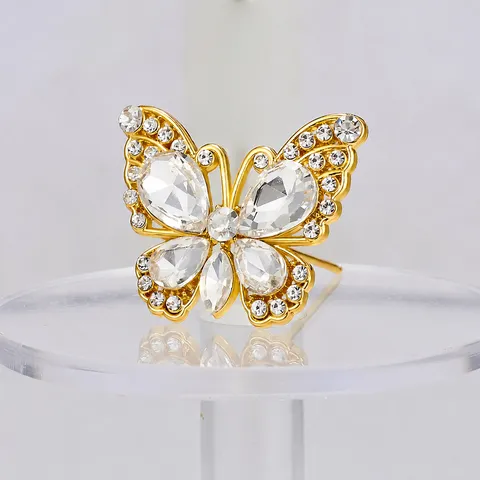 Hollow Rhinestone Butterfly Alloy Floral Pins For Wedding Bouquet Gift Decoration Elegant Flower Pins For Party Bridal Ornament