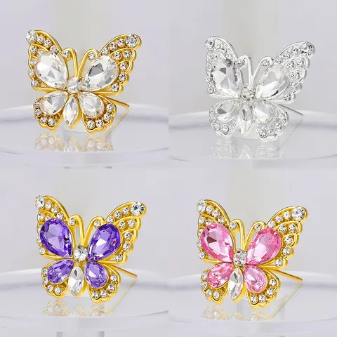Spille Floreali in Lega di Farfalla con Strass Cavi Per Decorazione di Bouquet da Sposa Spille da Fiori Eleganti Per Festa