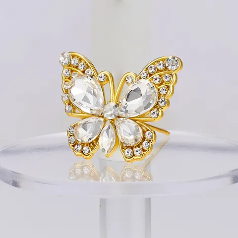 Spille Floreali in Lega di Farfalla con Strass Cavi Per Decorazione di Bouquet da Sposa Spille da Fiori Eleganti Per Festa