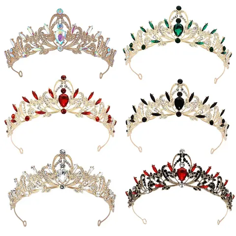 Tiara a Corona da Sposa Vintage in Lega con Strass per Donna Bambini Festa di Compleanno Matrimonio Accessori per Capelli Cerchietto