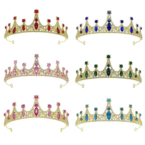 Cerchietto con Corona in Lega con Strass e Cristalli per Bambini Festa di Compleanno Performance Oro Argento Rosa Gioielli per Capelli