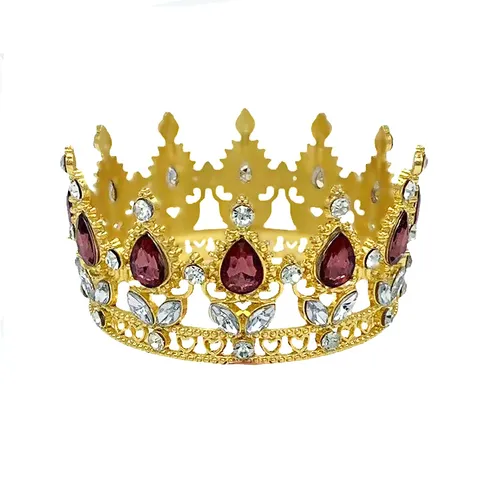 Baroque Multicolored Bride Crown Tiara Pageant Queen Prom Headwear Alloy Rhinestone Full Round Hair Accessories Wedding Party Decoration