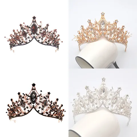Corona da Sposa Vintage in Lega con Strass Tiara di Lusso con Cristalli Navette Copricapo da Principessa Reale per Matrimonio Compleanno Accessori Gioielli Capelli Donna