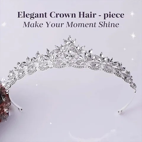 Korean Style Alloy Rhinestone Bridal Tiara Marquise Leaf Crown Gold Silver Wedding Hair Accessories Pageant Prom Headpiece Women