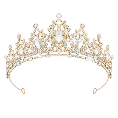 Kids Princess Crown Tiara Crystal Rhinestone Hair Accessory Birthday Party Stage Performance Hair Crown Headpiece