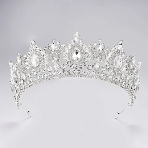Vintage Palast Legierung Strass Brautkrone Luxus Galvanisierter Kopfschmuck Barock Tiara Für Hochzeit Bankett Party Damen Accessoires