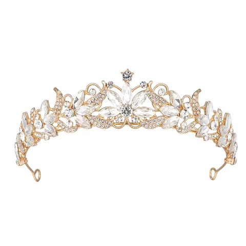 Baroque Vintage Bridal Crown Headpiece Gold Silver Alloy Rhinestone Wedding Tiara Banquet Hair Accessories For Women Jewelry