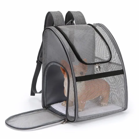 Breathable Foldable Pet Carrier Backpack For Cats And Small Dogs Portable Travel Outdoor Mesh Pet Bag Large Space