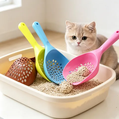 Large Plastic Cat Litter Scoop Pet Cleaning Shovel Deep Hole Poop Scooper Long Handle Litter Box Cleaning Tool For Cats